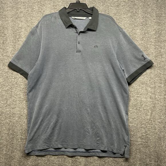 Travis Mathew Shirt Mens XL Short Sleeve Pullover Polo Pima Cotton Blue Golf - Picture 1 of 8